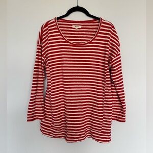 Madewell Red and White Striped Long Sleeve Tee